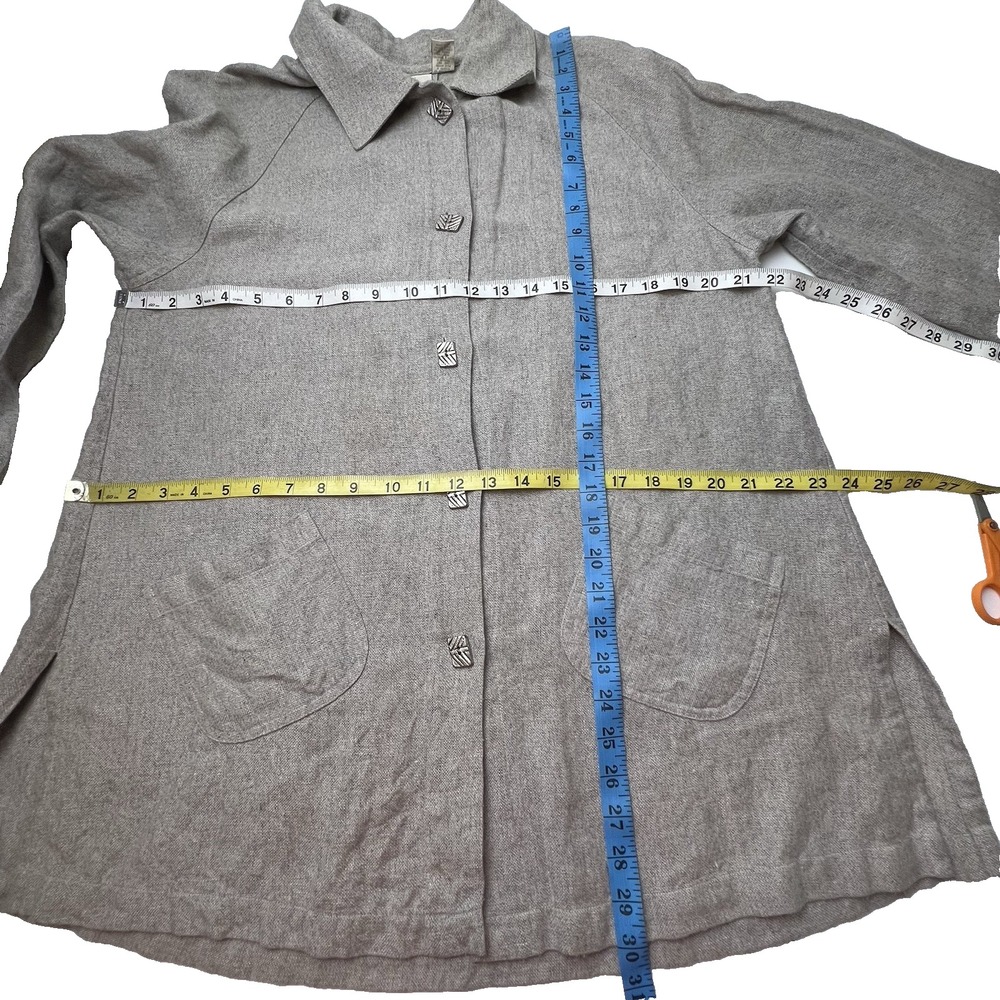 J. Jill Long Linen Jacket Lagenlook Pockets Cashmere Angora Blend Gray S - Picture 7 of 9